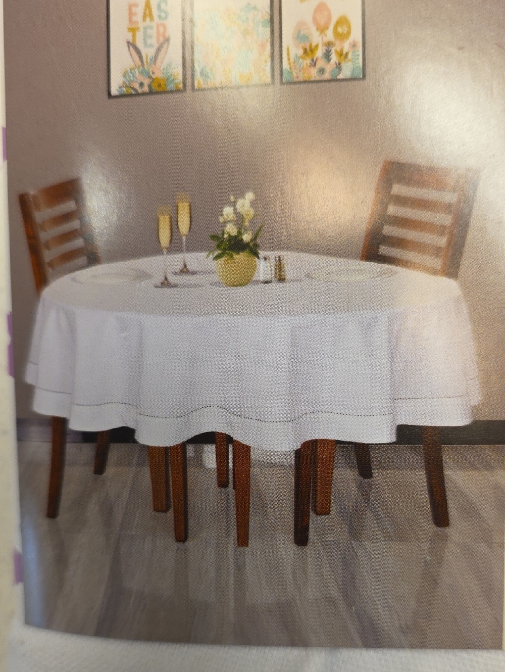 Classic White 70" Round Cotton Tablecloth for Dining, White - NEW